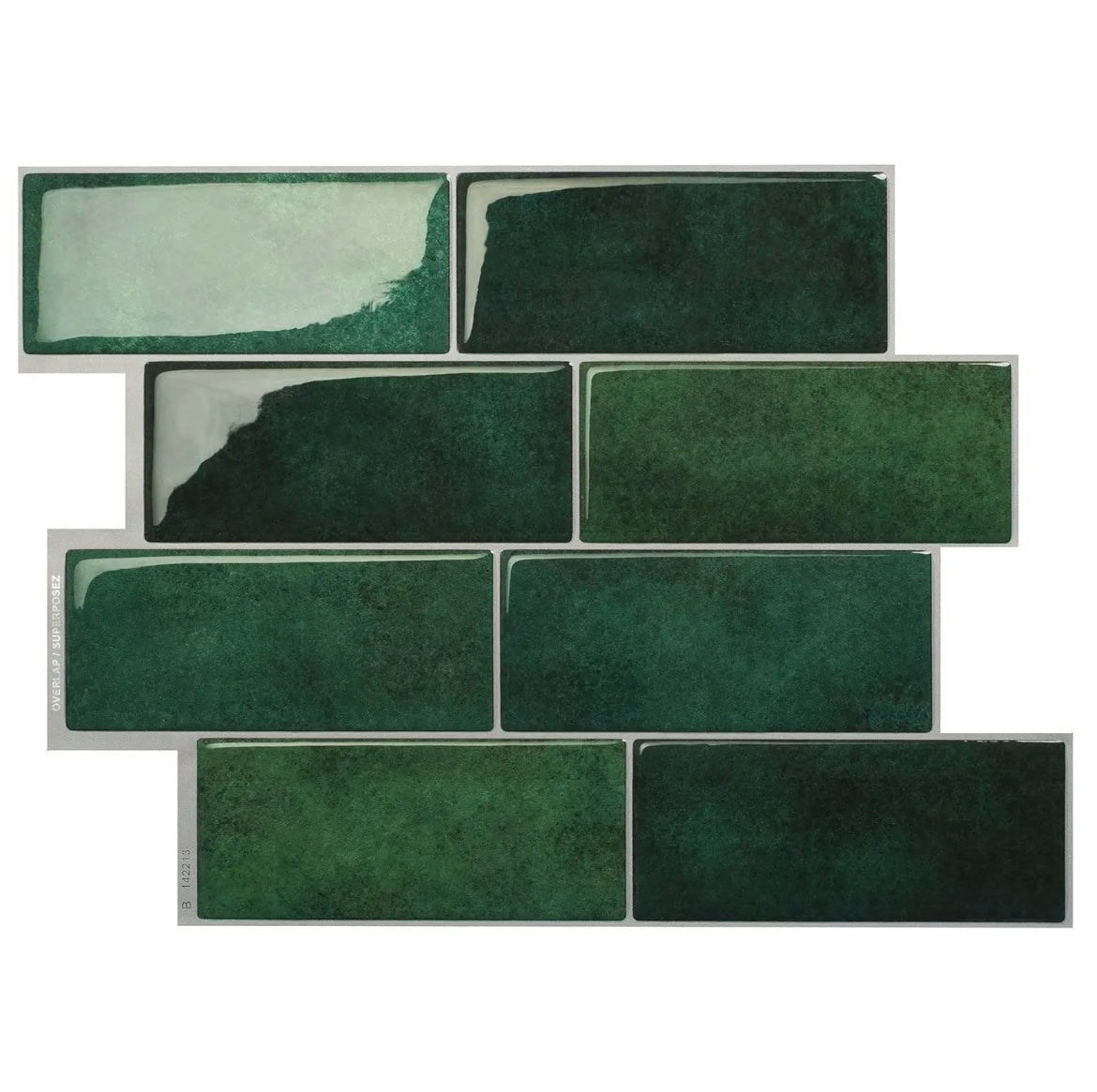 10-Sheet Emerald Green Subway Peel and Stick Backsplash Tile