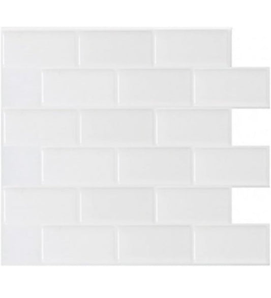 10-Sheet White Subway Tile Peel and Stick Backsplash waterproof