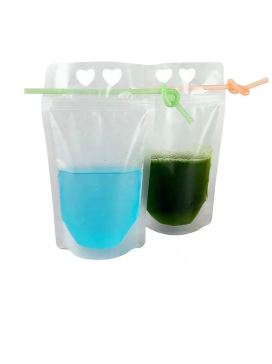 10pk Spill Proof Liquid Travel Pouch With Straw included