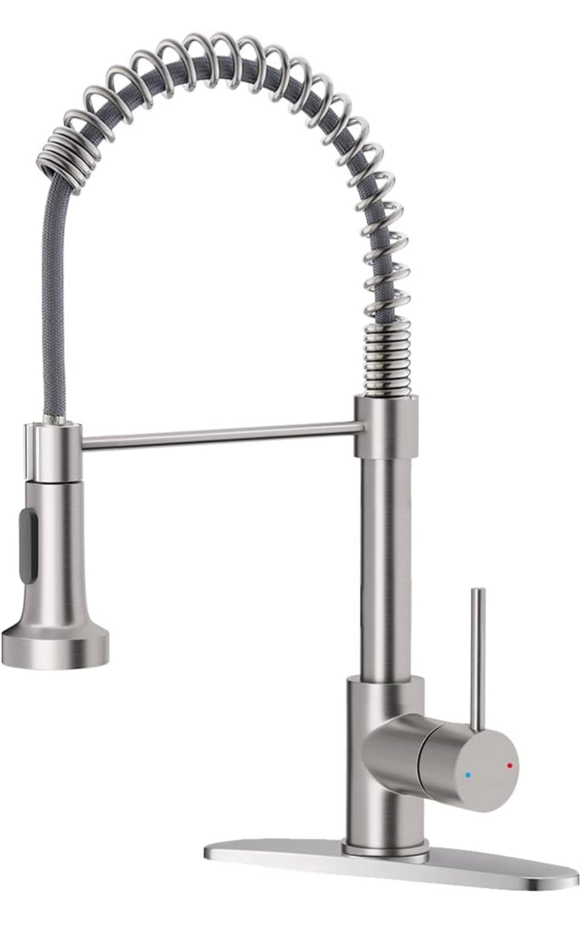 Kitchen Faucet with Pull Down Sprayer Brushed Nickel Stainless Steel Single Handle Pull Out Spring Sink Faucets 1 Or 3 Hole Dual Function for Farmhouse Camper Laundry Utility Rv Wet Bar