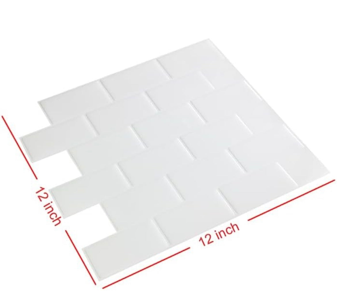 10-Sheet White Subway Tile Peel and Stick Backsplash waterproof