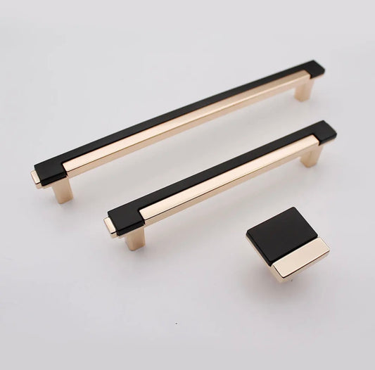 6pk Black/Gold Knob Light Luxury Cabinet Handle, Modern Style Furniture pull
