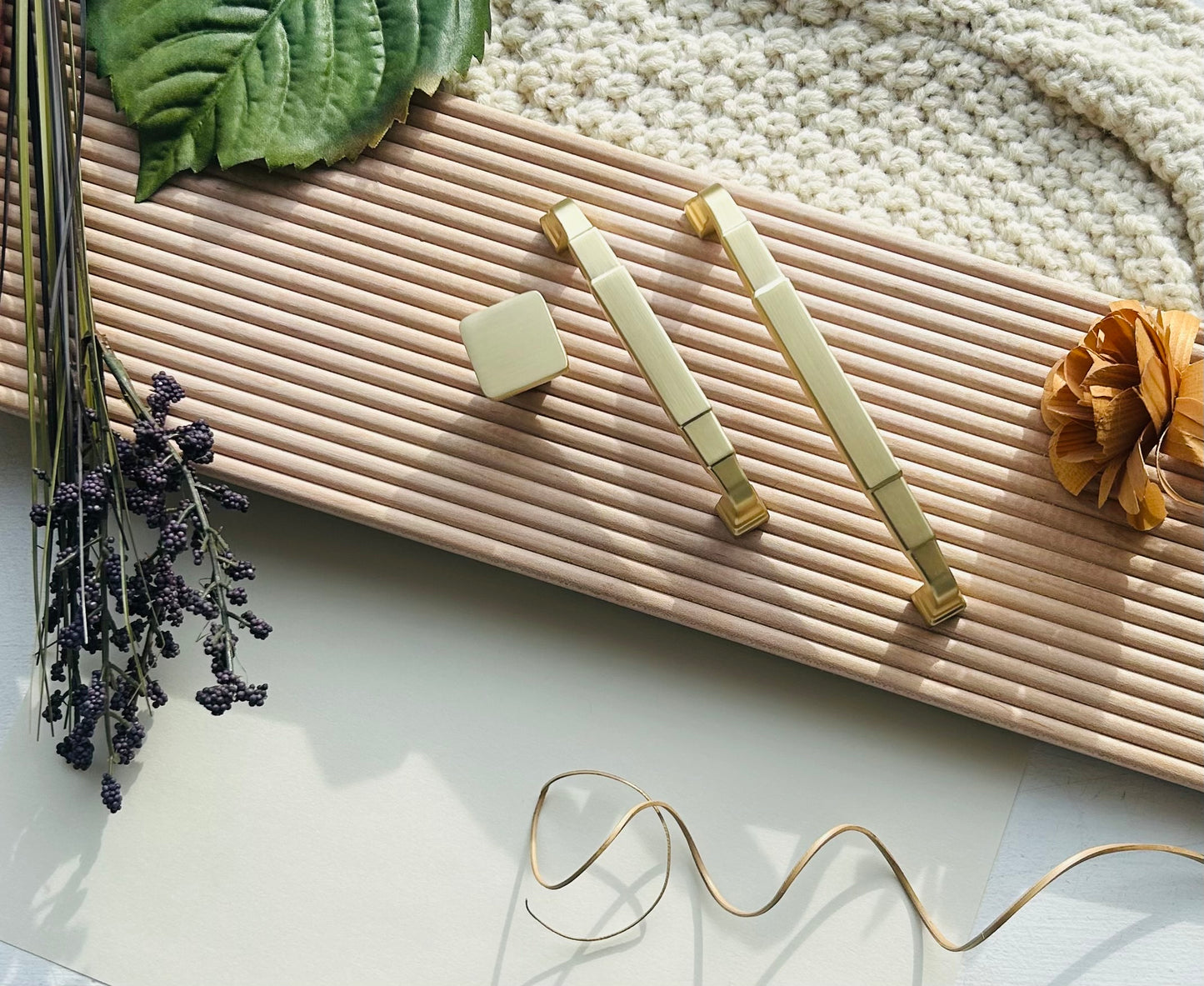 6pk Champagne Gold Square Kitchen Cabinet Furniture Knobs