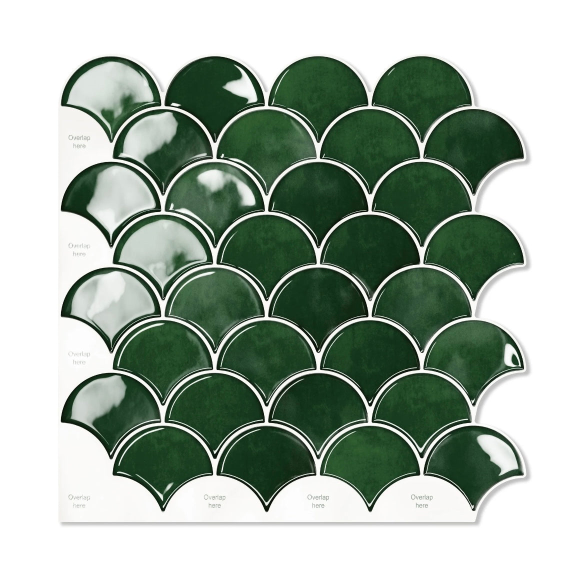 10-Sheet Emerald Green Fish Scale Tile Peel and Stick Backsplash