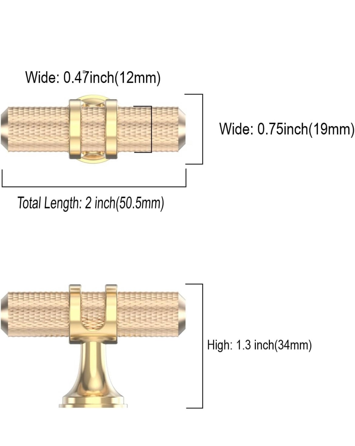 1pc Gold Cabinet Furniture T Handle Knob