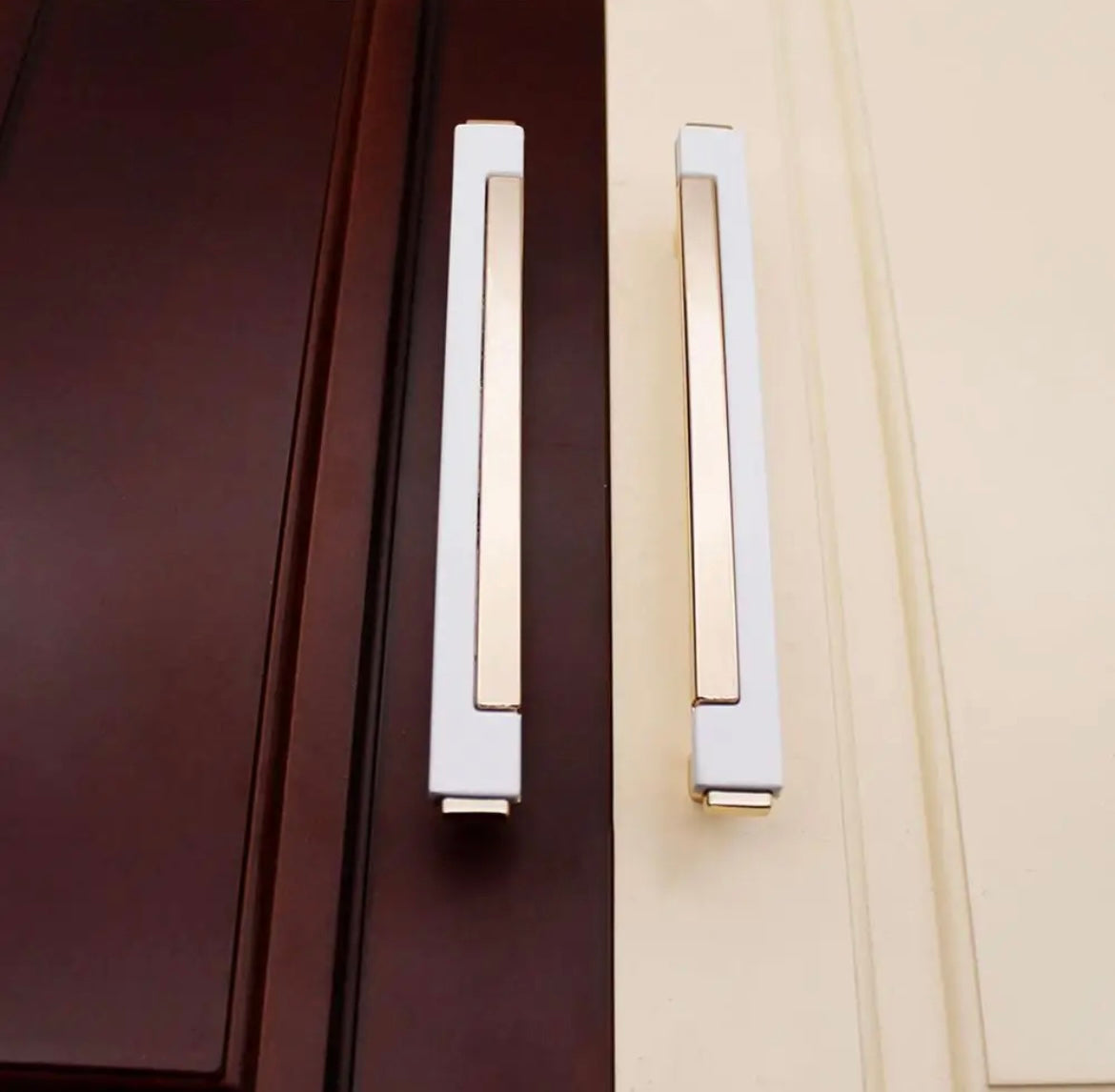 6pk White/Gold 7.5” (Large) Light Luxury Cabinet Handle, Modern Style Furniture pull