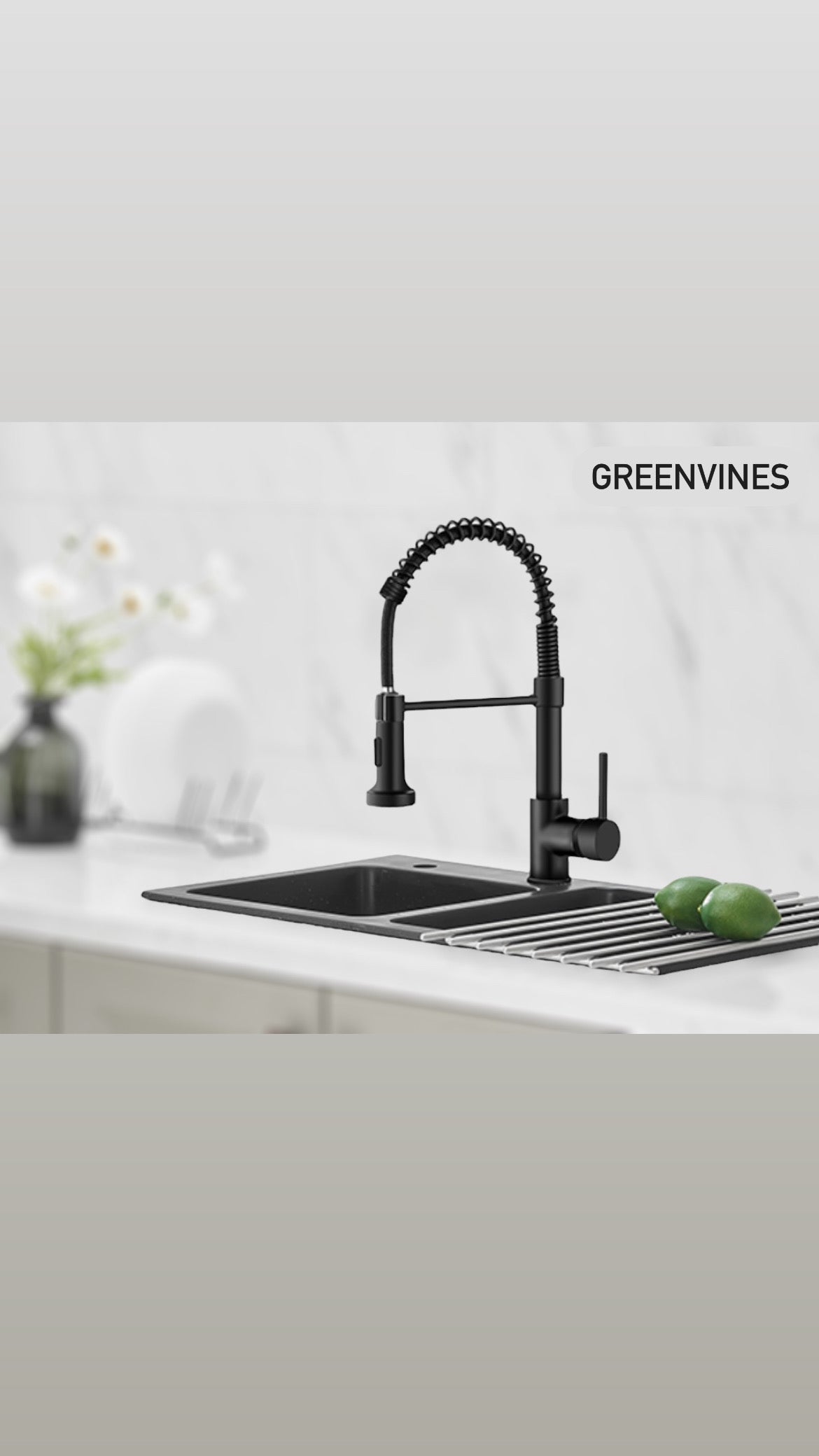 Kitchen Faucet with39 Down Sprayer, Black, Single Handle Pull Out Spring Sink Faucets 1 Or 3 Hole Dual Function for Farmhouse Camper Laundry Utility Rv Wet Bar