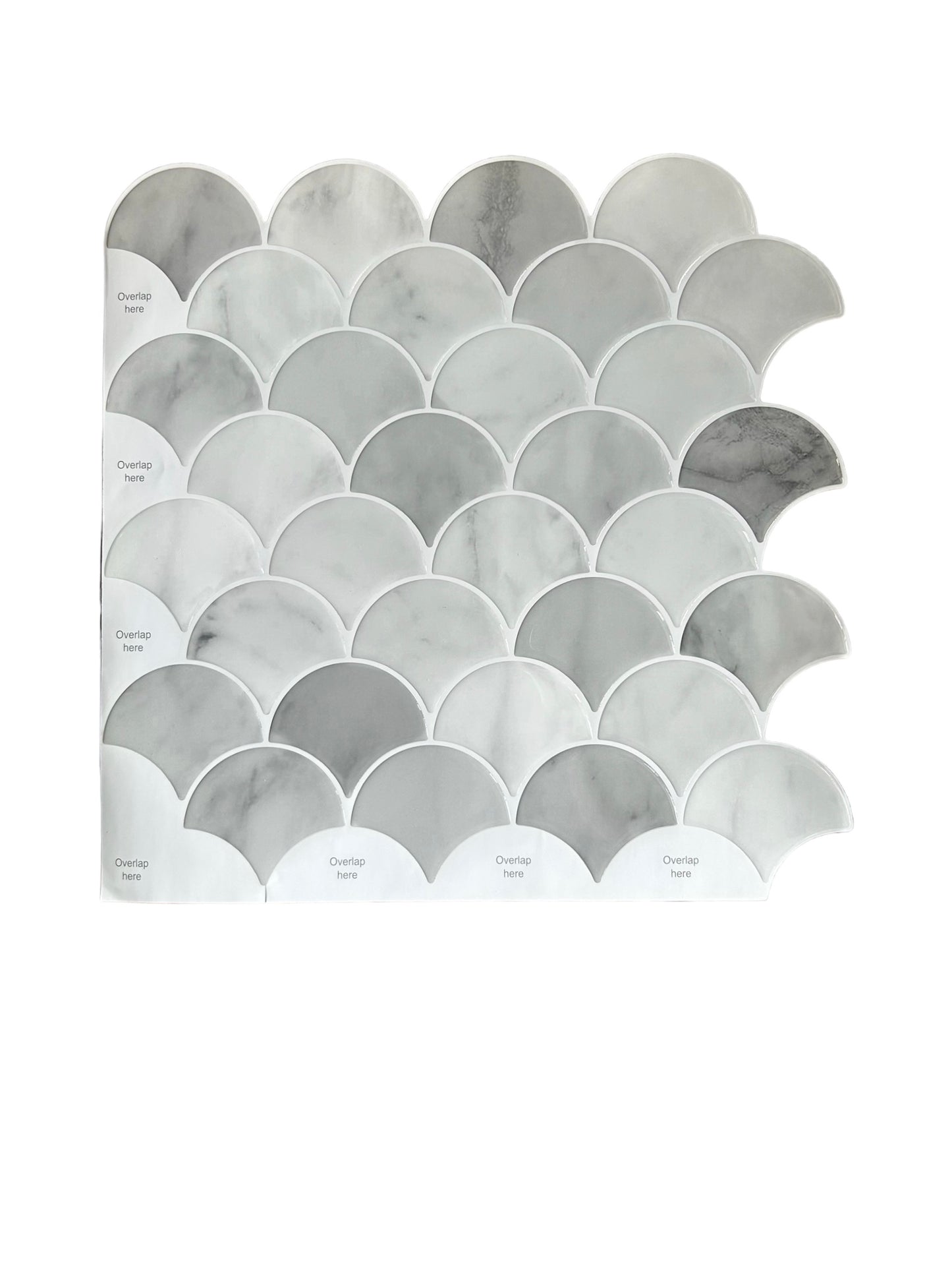 10-Sheet Marble Fish Scale Tile Peel and Stick Backsplash