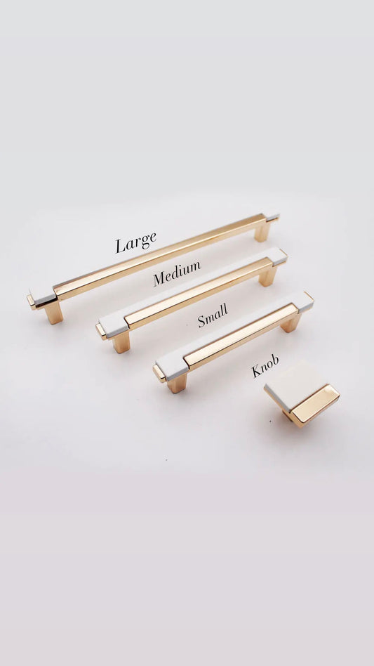 6pk White/Gold 4.90” (medium) Light Luxury Cabinet Handle, Modern Style Furniture pull