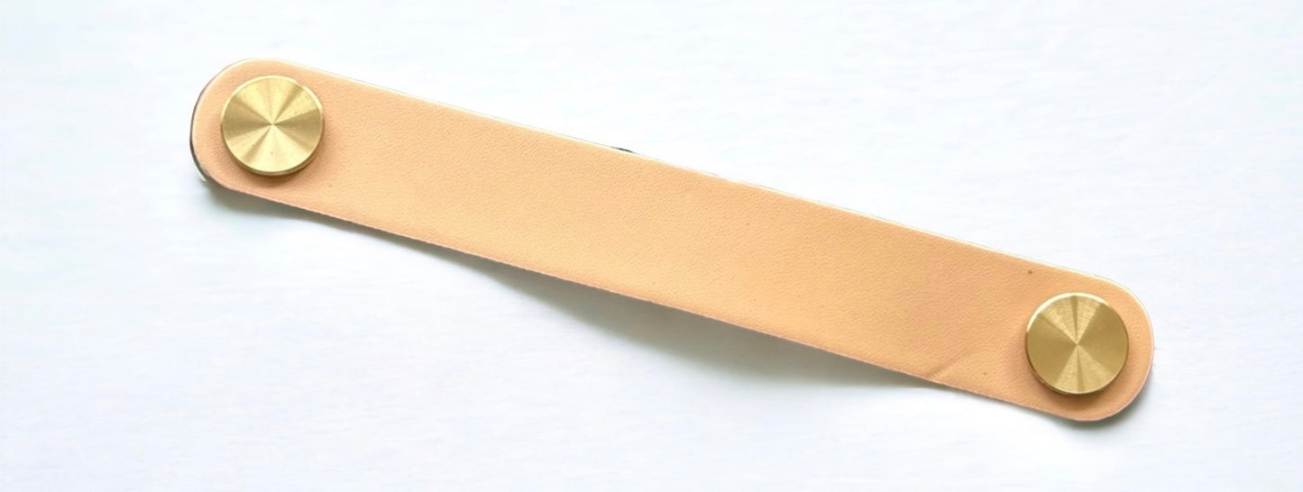 6pk Khaki Leather Pull 96mm 2 Hole Handle Pull Light Cabinet Handle, Modern Style Furniture