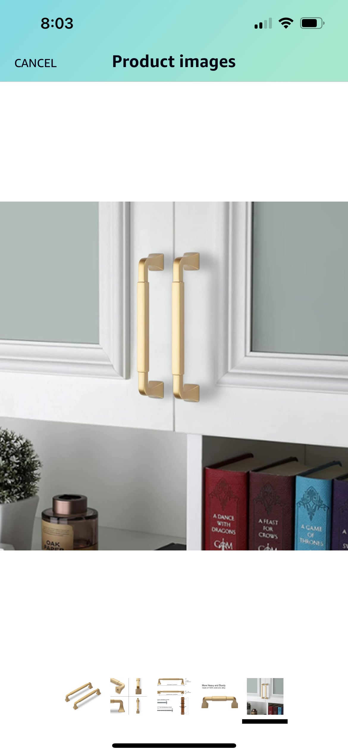 6pk Champagne/Brushed Gold Cabinet Handles, Furniture Pulls 5- inch